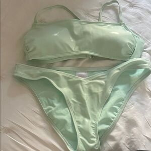 Xhilaration Mint Green Shiny Bandeau Bikini Set